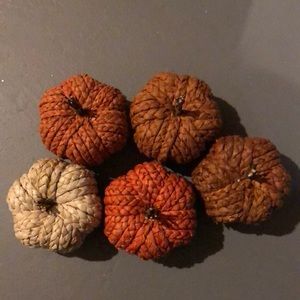 Lot of 5 Burlap Mini Pumpkins